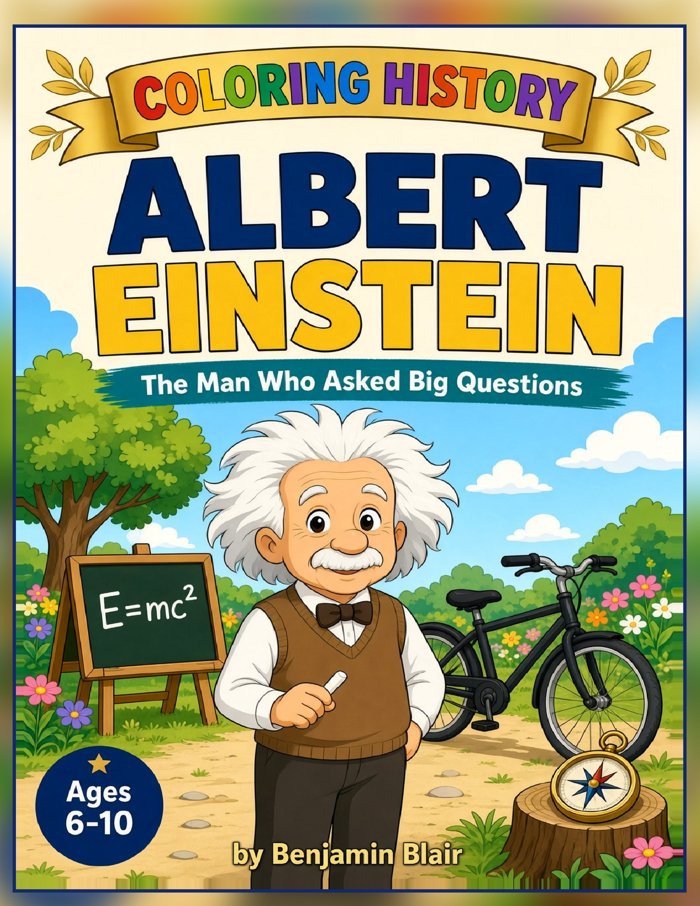 Albert Einstein: The Man Who Asked Big Questions coloring book cover