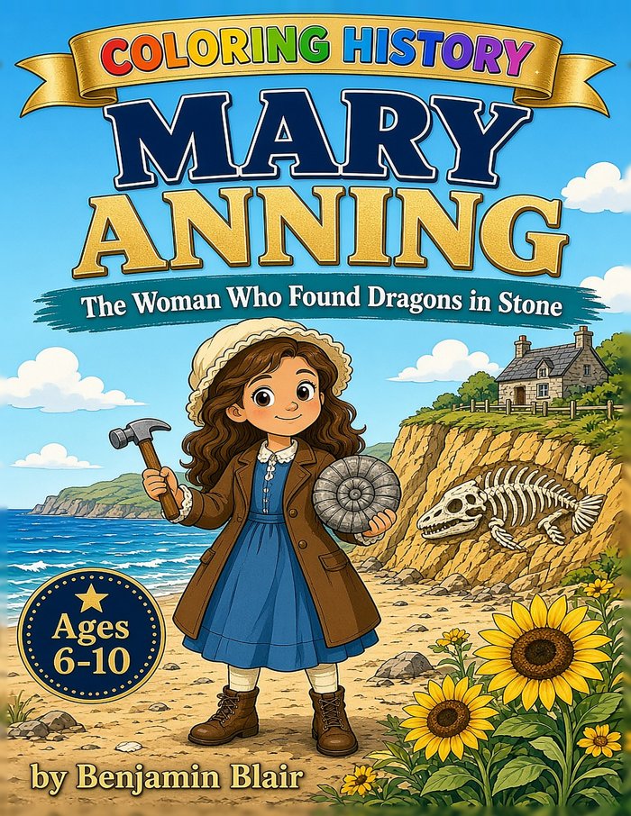 Mary Anning: The Woman Who Found Dragons in Stone coloring book cover