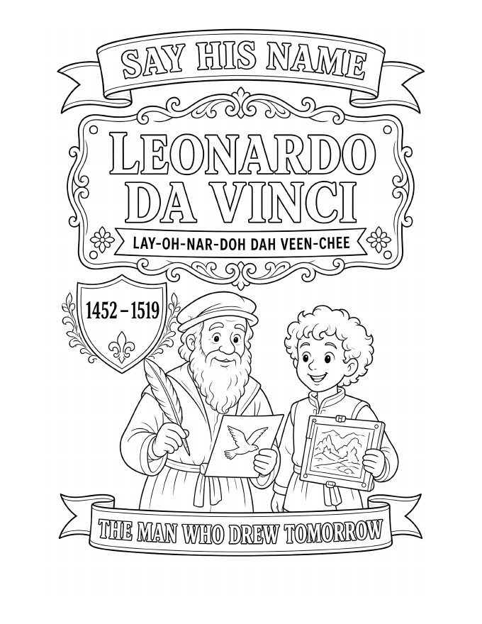 Free Leonardo da Vinci coloring page